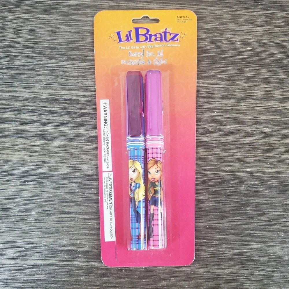Lil Bratz Pen Set Barrel Pens Pink Blue, 2 Piece NOS